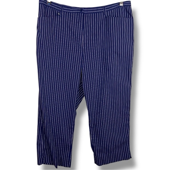 Ralph Lauren Pants - Size 16 Lauren Jeans Co Ralph Lauren Blue White Striped Cropped Pants Womens